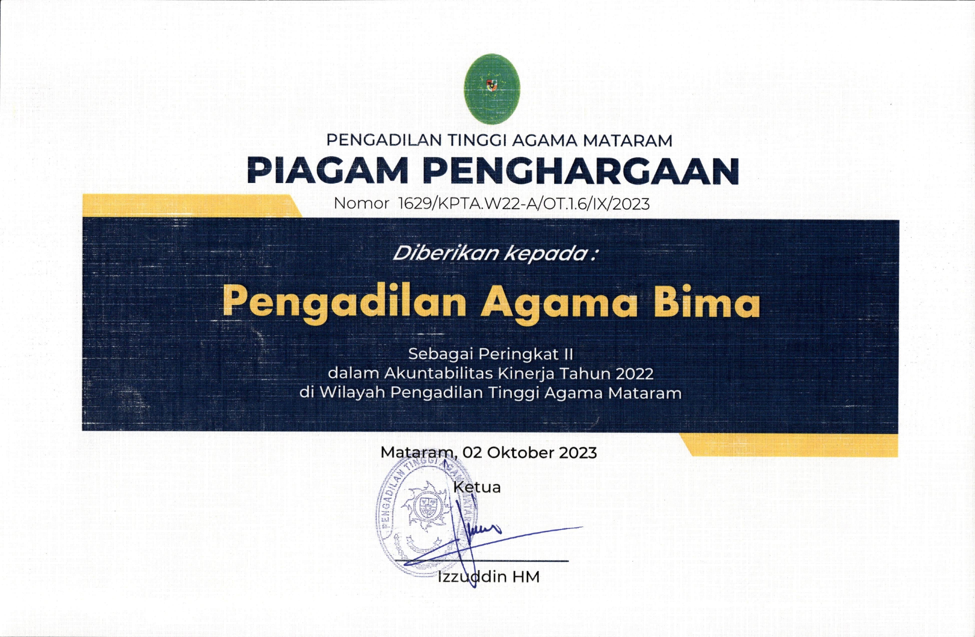 PERINGKAT II AKUNTABILITAS KINERJA TAHUN 2022 1 page 0001