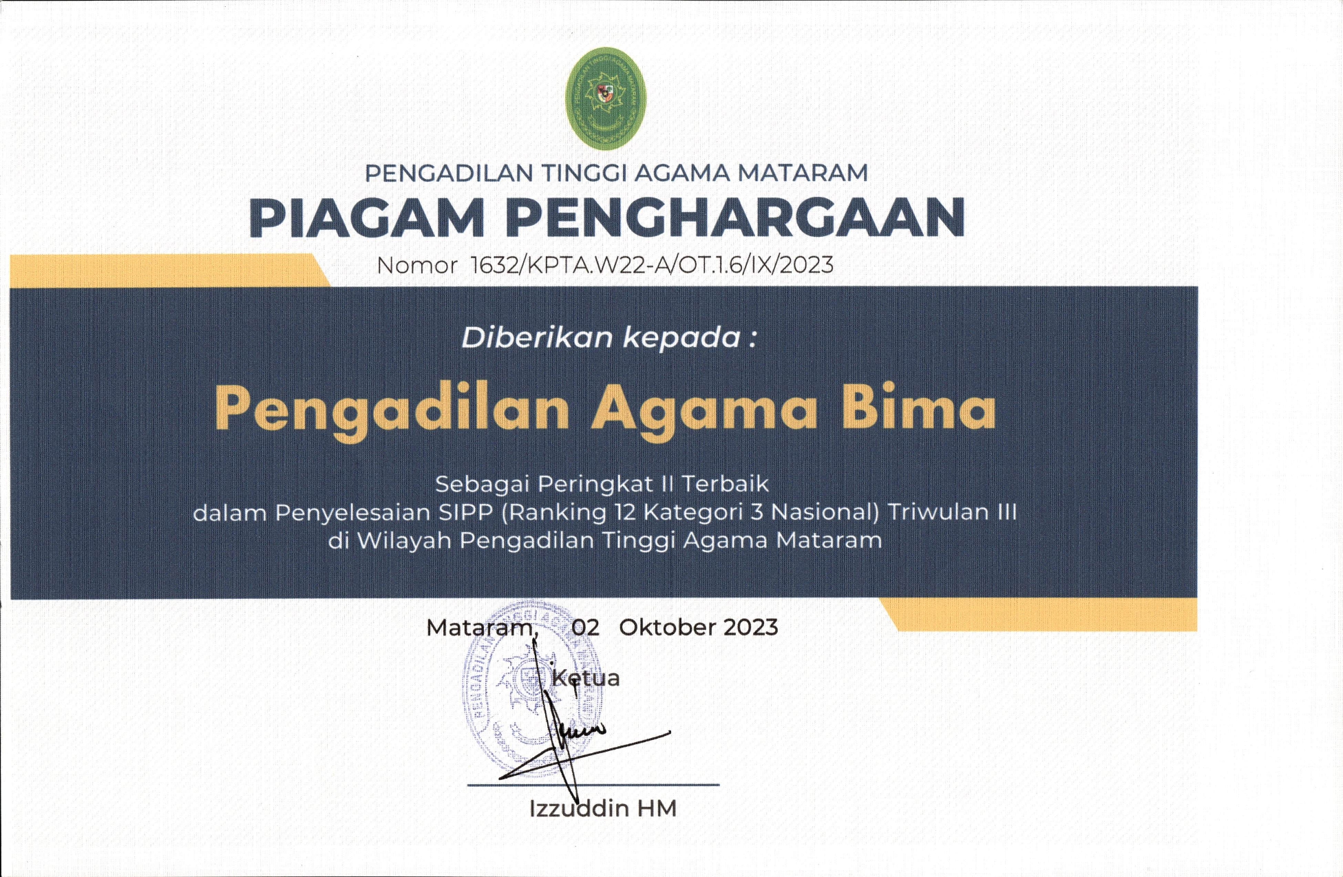 PERINGKAT II TERBAIK PENYELESAIAN SIPP TW III page 0001